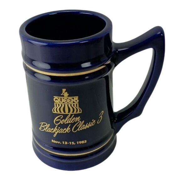 4 Queens Golden Blackjack Classic 3 Mug 1983 Vintage - Picture 2 of 7